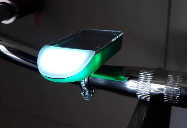 Early LITTA bicycle-light prototype developed to test the solar-powered concept